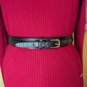Vogel Black Tooled Leather Belt Vintage